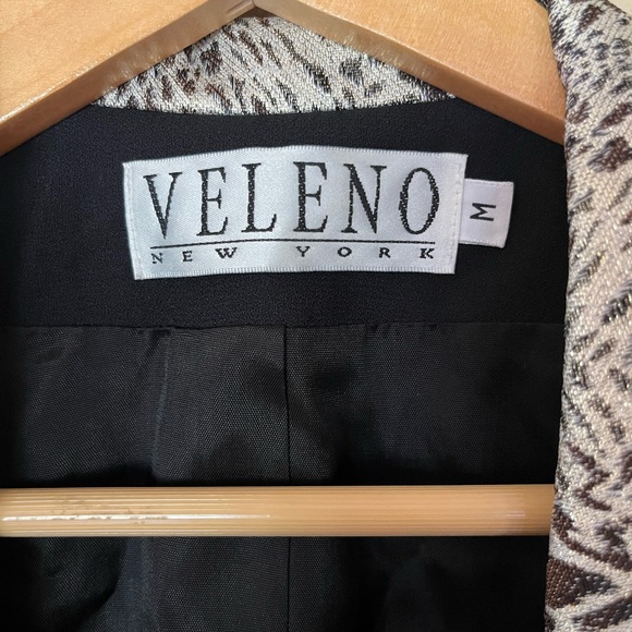 Veleno Elegant Women's black jacket blazer with leopard collar Size M - Picture 3 of 9